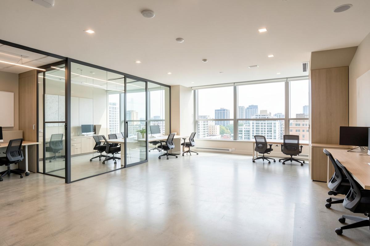 Bright modern workspace interior