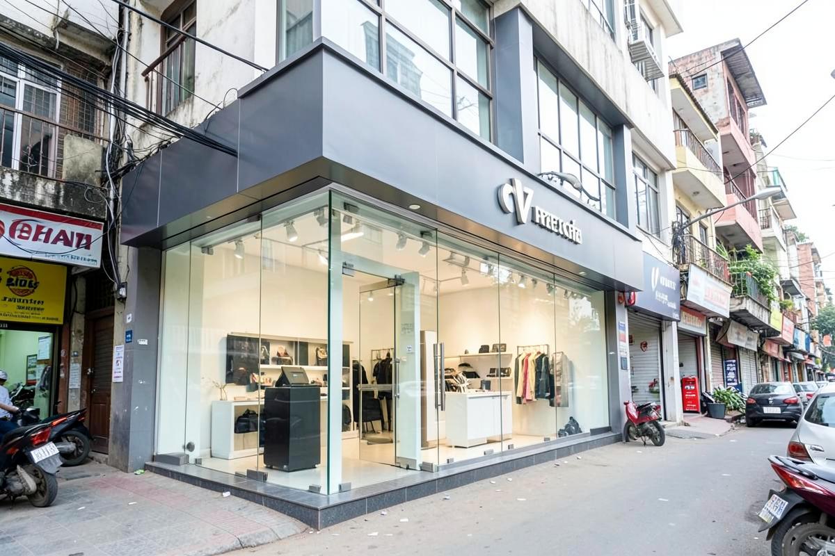 Glass-fronted retail shop on a city street